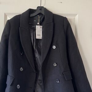Mango Women's Black Double-Breasted Blazer